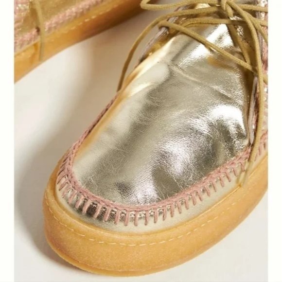 NWT Laidback London Crochet-Accented Booties Gold Anthropologie sz 6 Womens Boot - Picture 2 of 12